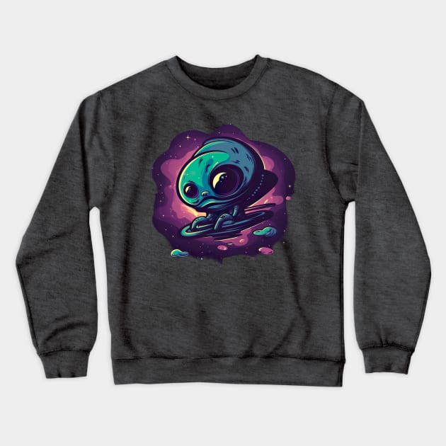 Cosmic Encounter - Extraterrestrial Alien Sci-Fi Art Crewneck Sweatshirt by PlutoOrigins